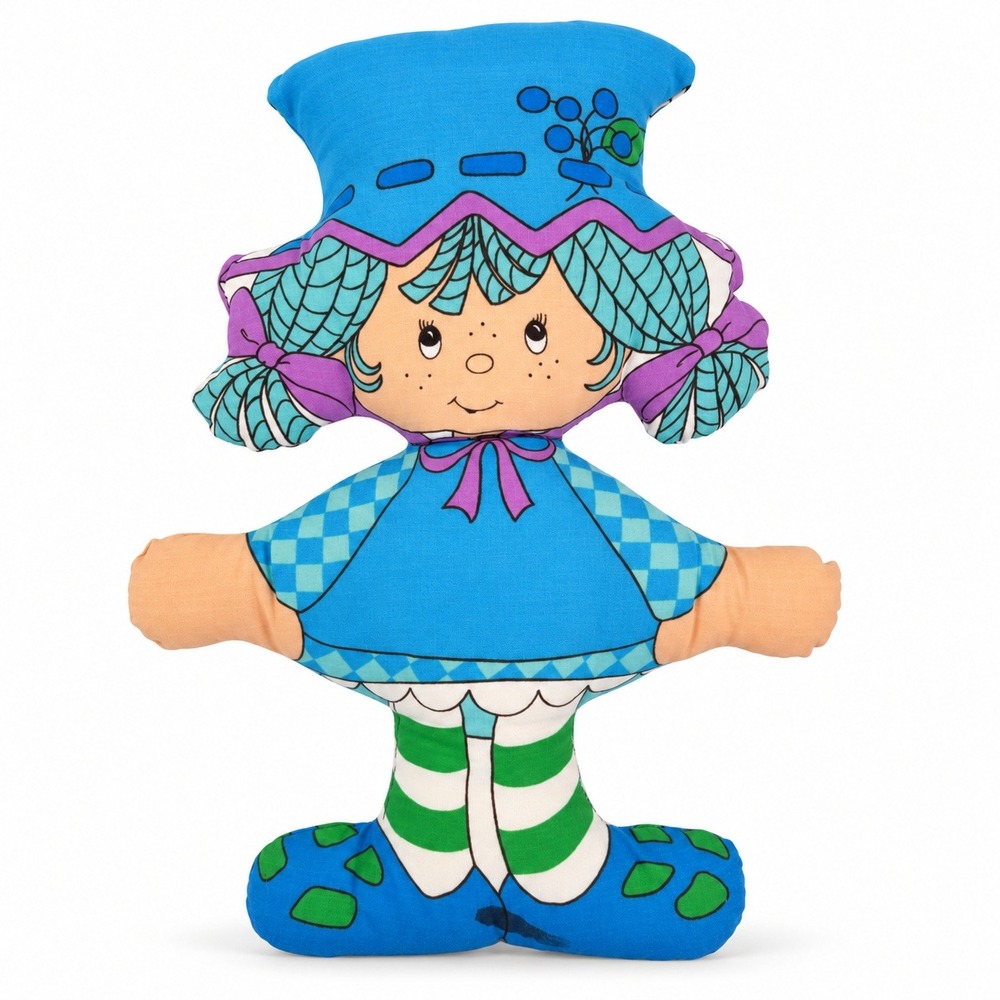 Strawberry Shortcake 17in Blueberry Muffin Pillow Doll Vintage 80s Plush Toy